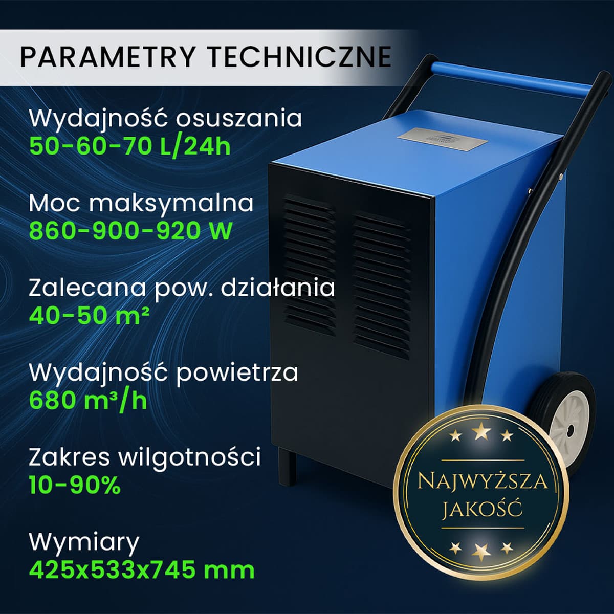 Осушувач повітря Venturo V1, 60–100 м², синій